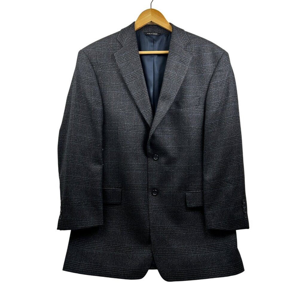 Joseph &‎ Feiss Blazer Mens 44 100% Lambswool Blazer Gray Glen Plaid Sport Coat